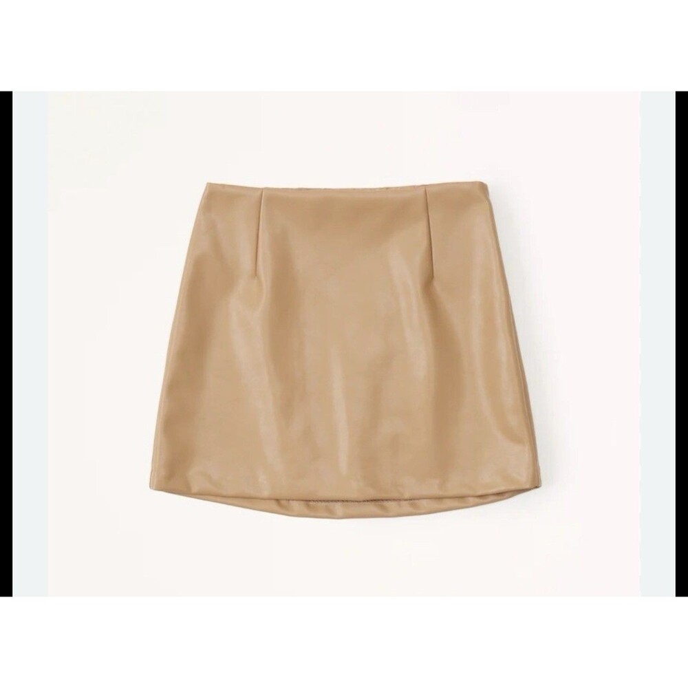Abercrombie Fitch Women L Light Brown Skirt Short Vegan Leather Casual Cocktail
